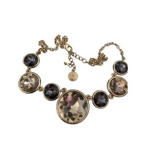 Baskins Brothers Necklace Gold-Tone Statement Large Champagne‎ & Brown Crystals